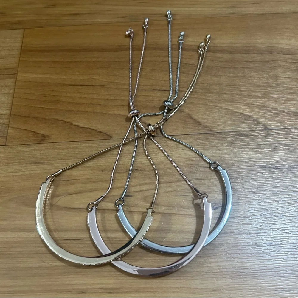 Elegant Gold and Silver Adjustable Bangle Set